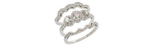 10k White Gold Women's 3-Piece Rings