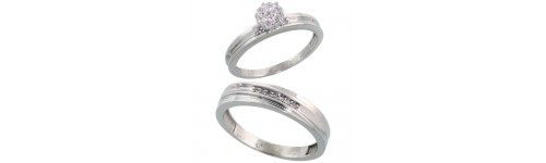 10k White Gold His & Hers Rings