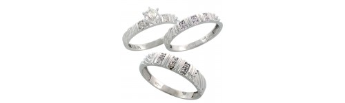 10k White Gold Trio Rings