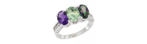 10k White Gold 3-Stone Rings 10k White Gold 3-Stone Rings