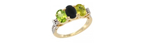 10k Yellow Gold 3-Stone Black Onyx Rings