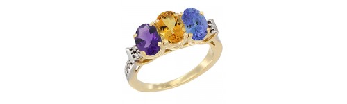 10k Yellow Gold 3-Stone Citrine Rings