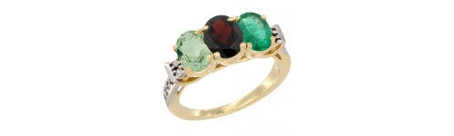 10k Yellow Gold 3-Stone Garnet Rings