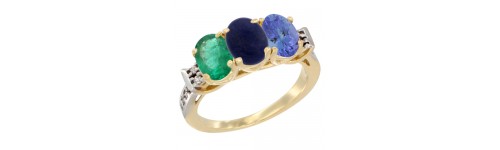 10k Yellow Gold 3-Stone Lapis Rings