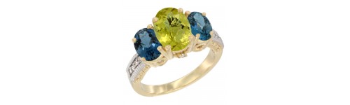 10k Yellow Gold 3-Stone Lemon Quartz Rings