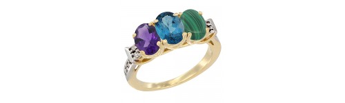 10k Yellow Gold 3-Stone London Blue Topaz Rings 10k Yellow Gold 3-Stone London Blue Topaz Rings