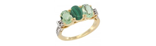 10k Yellow Gold 3-Stone Malachite Rings 10k Yellow Gold 3-Stone Malachite Rings
