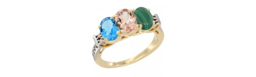 10k Yellow Gold 3-Stone Morganite Rings 10k Yellow Gold 3-Stone Morganite Rings