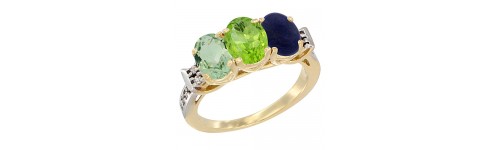 10k Yellow Gold 3-Stone Peridot Rings