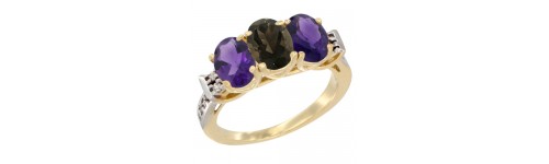 10k Yellow Gold 3-Stone Smoky Topaz Rings 10k Yellow Gold 3-Stone Smoky Topaz Rings