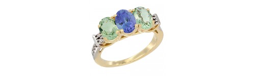 10k Yellow Gold 3-Stone Tanzanite Rings