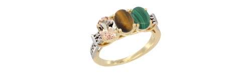 10k Yellow Gold 3-Stone Tiger Eye Rings 10k Yellow Gold 3-Stone Tiger Eye Rings