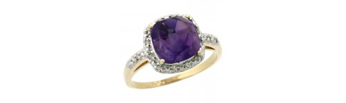 10k Yellow Gold Amethyst Rings