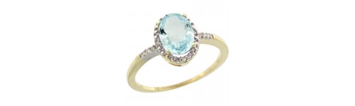 10k Yellow Gold Aquamarine Rings