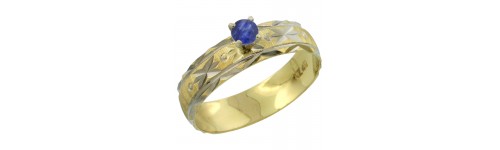 10k Yellow Gold Deep Blue Sapphire Rings