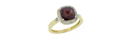 10k Yellow Gold Garnet Rings