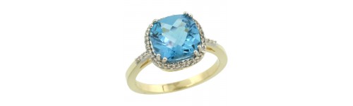 10k Yellow Gold Swiss Blue Topaz Rings