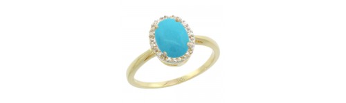 10k Yellow Gold Turquoise Rings