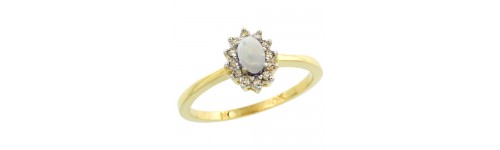 10k Yellow Gold White Opal Rings