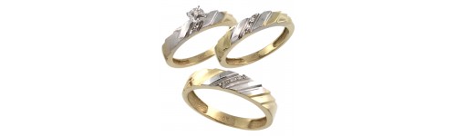 10k Yellow Gold Trio Rings