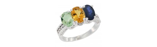 14k White Gold 3-Stone Citrine Rings