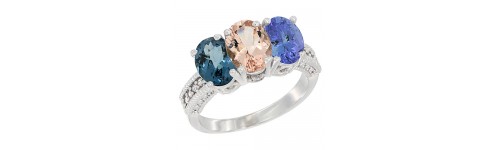 14k White Gold 3-Stone Morganite Rings 14k White Gold 3-Stone Morganite Rings