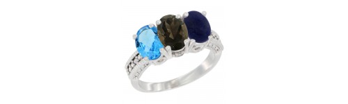 14k White Gold 3-Stone Smoky Topaz Rings 14k White Gold 3-Stone Smoky Topaz Rings
