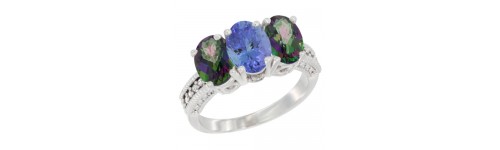 14k White Gold 3-Stone Tanzanite Rings 14k White Gold 3-Stone Tanzanite Rings
