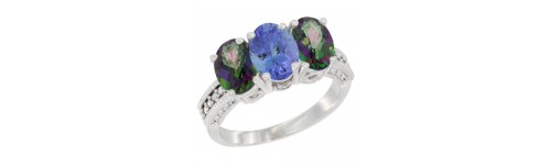 14k White Gold 3-Stone Tanzanite Rings