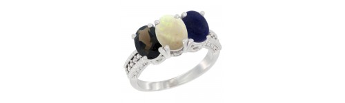 14k White Gold 3-Stone White Opal Rings