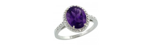 14k White Gold Amethyst Rings