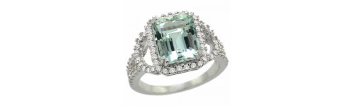 14k White Gold Aquamarine Rings