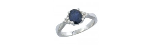 14k White Gold Blue Sapphire Rings