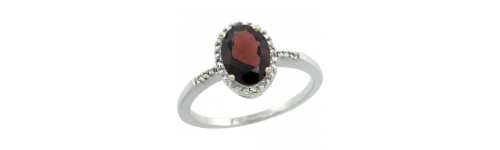 14k White Gold Garnet Rings