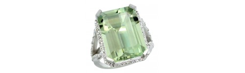 14k White Gold Green Amethyst Rings 14k White Gold Green Amethyst Rings