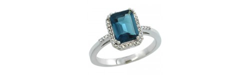 14k White Gold London Blue Topaz Rings