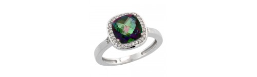 14k White Gold Mystic Topaz Rings