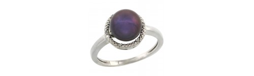 14k White Gold Pearl Rings