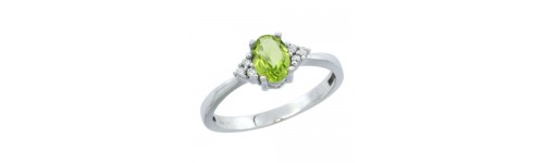 14k White Gold Peridot Rings