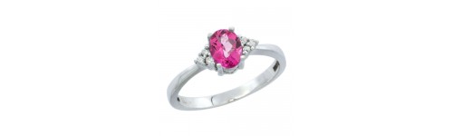 14k White Gold Pink Topaz Rings