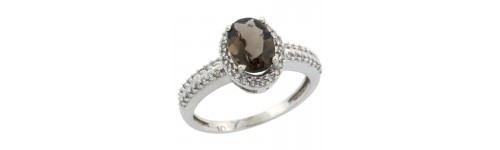 14k White Gold Smoky Topaz Rings