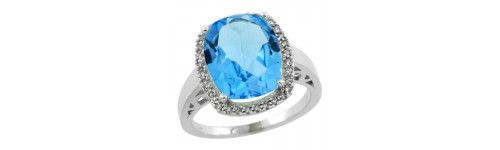 14k White Gold Swiss Blue Topaz Rings