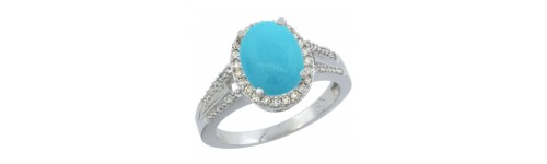 14k White Gold Turquoise Rings