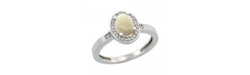 14k White Gold White Opal Rings