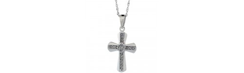 14k White Gold Crosses