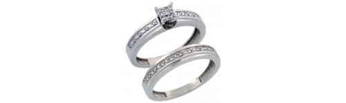 14k White Gold 2-Piece Ladies' Rings