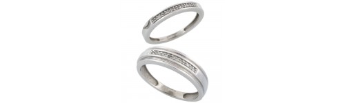 14k White Gold His & Hers Bands