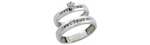 14k White Gold His & Hers Rings