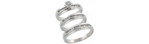 14k White Gold Trio Rings