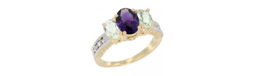 14k Yellow Gold 3-Stone Amethyst Rings 14k Yellow Gold 3-Stone Amethyst Rings